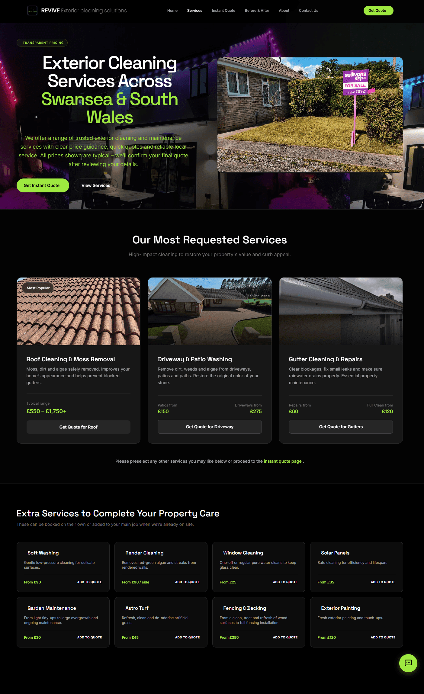 Revive new website — modern dark design with pricing