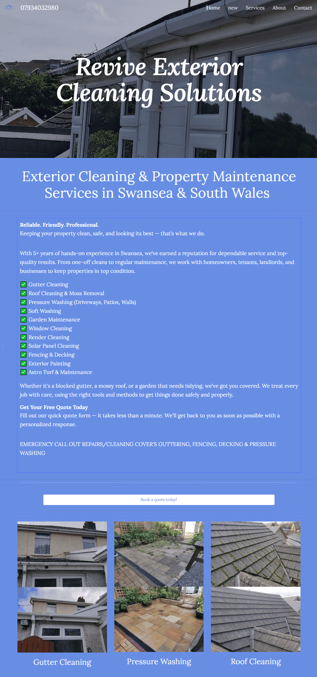 Revive old website — dated blue design